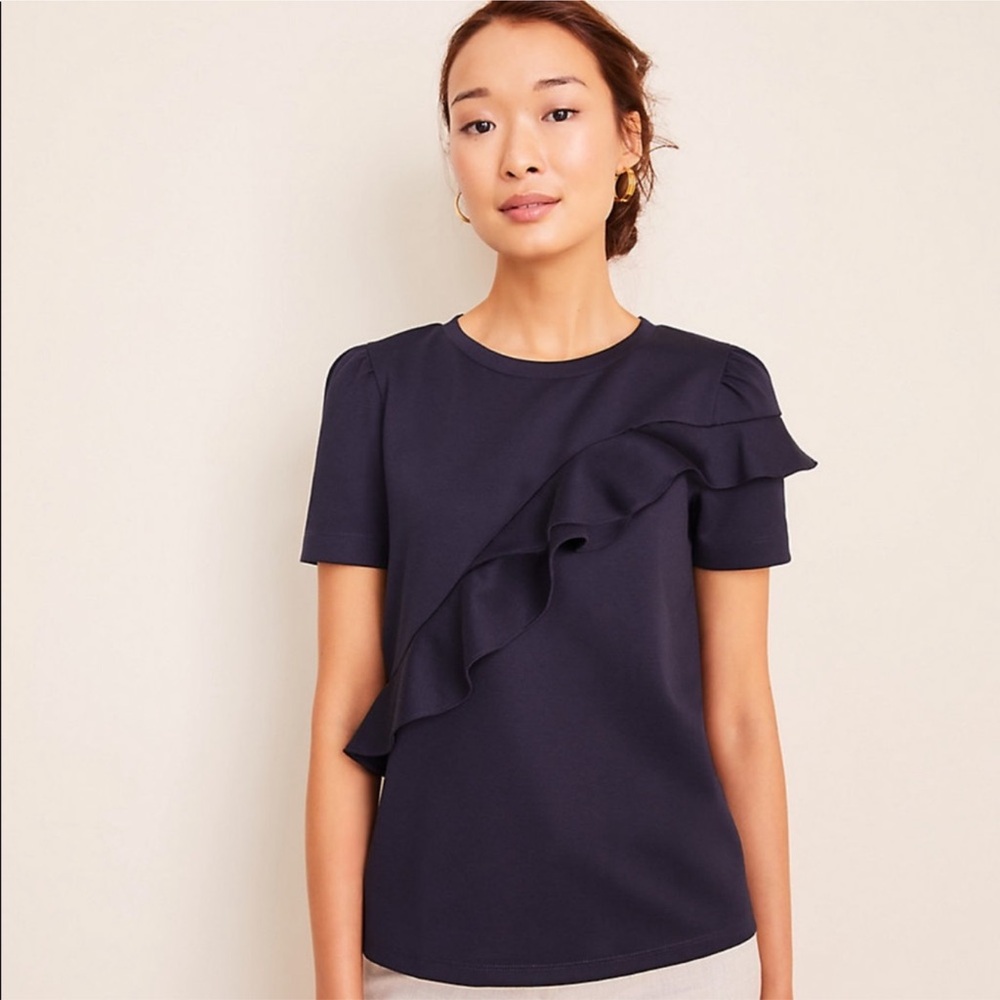Ann Taylor ruffle tee shirt size l nwot
